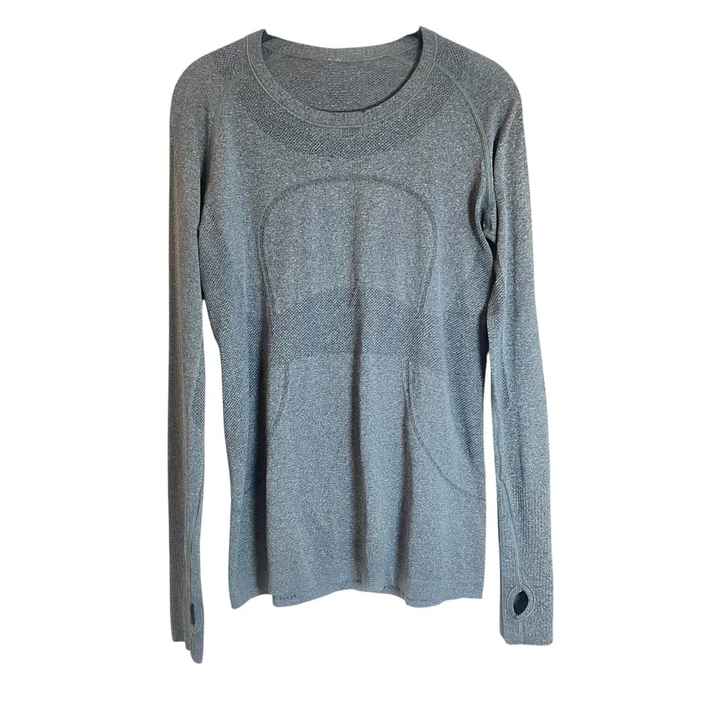 Lululemon Swiftly Tech Long Sleeve 2.0 Heathered Grey Running Shirt Womens 10‎